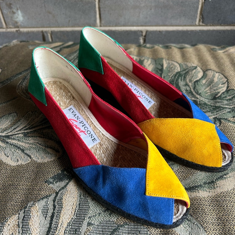 Evan Picone Red and Yellow Colorblock Flats